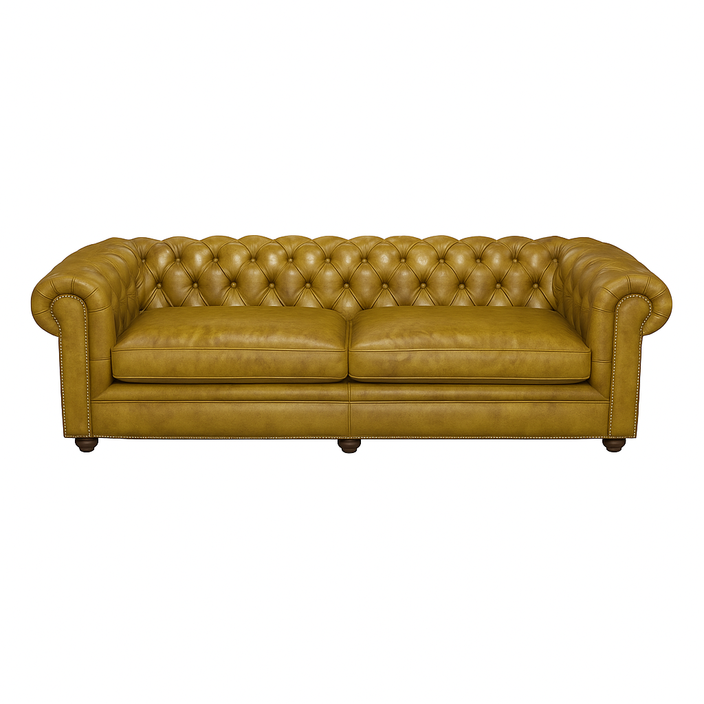 Canapea chesterfield GYMA piele GALBENA