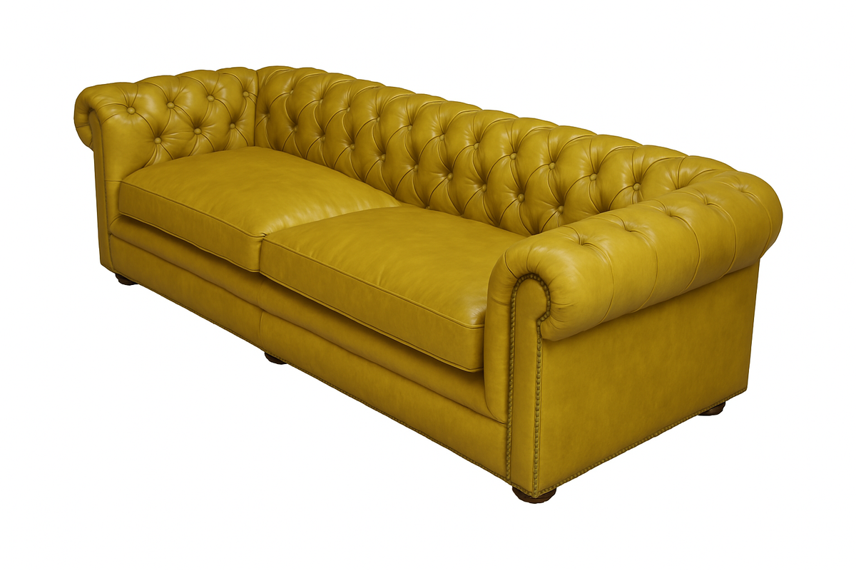 Canapea chesterfield GYMA piele GALBEN