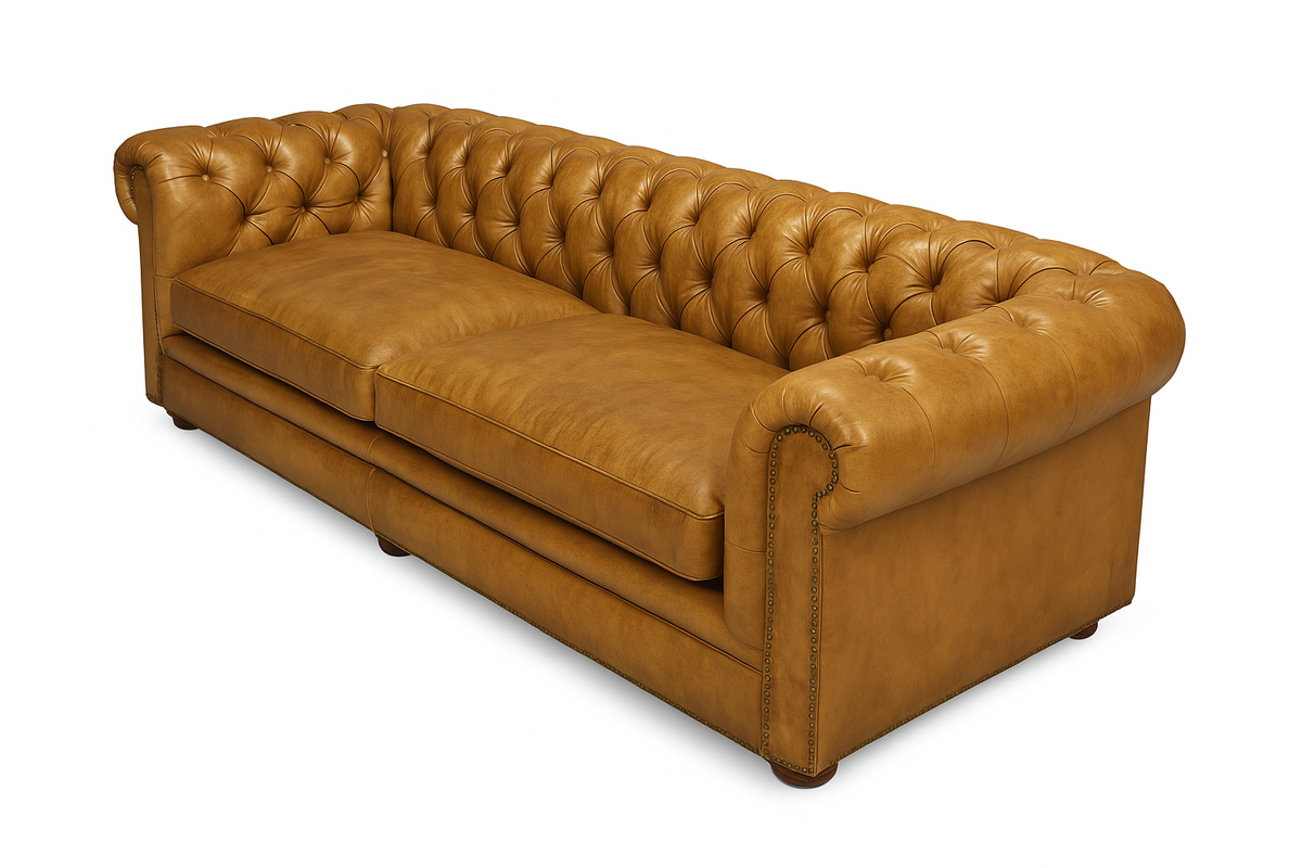 Canapea chesterfield GYMA piele MARO DESCHIS