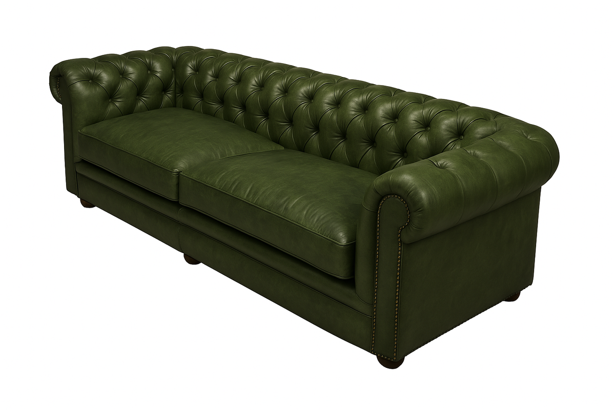 Canapea chesterfield GYMA piele VERDE INCHIS