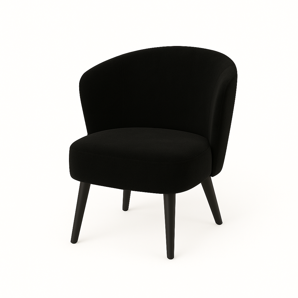 Fotoliu catifea NEAGRA | model LOTUS