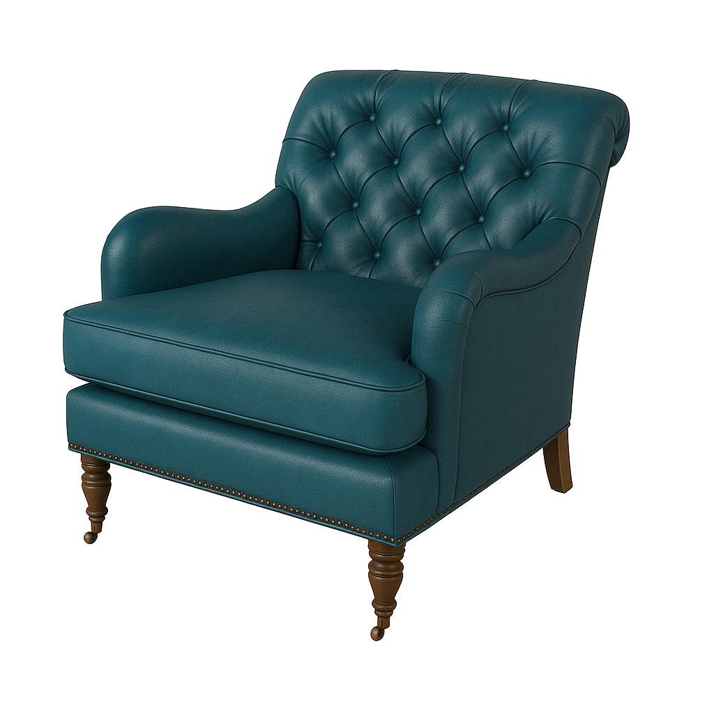 Fotoliu chesterfield CALEDONIAN piele ALBASTRA