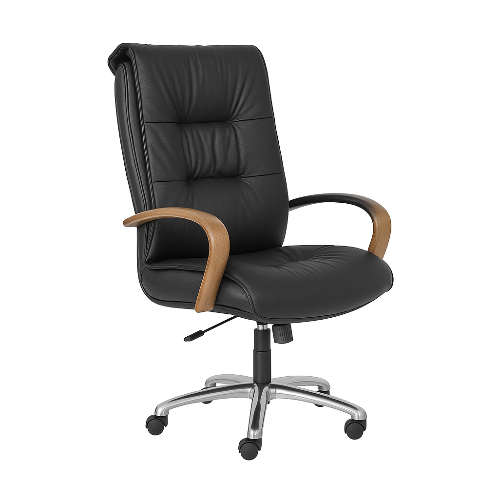 Scaun de birou piele NEAGRA | model BIG STAR P